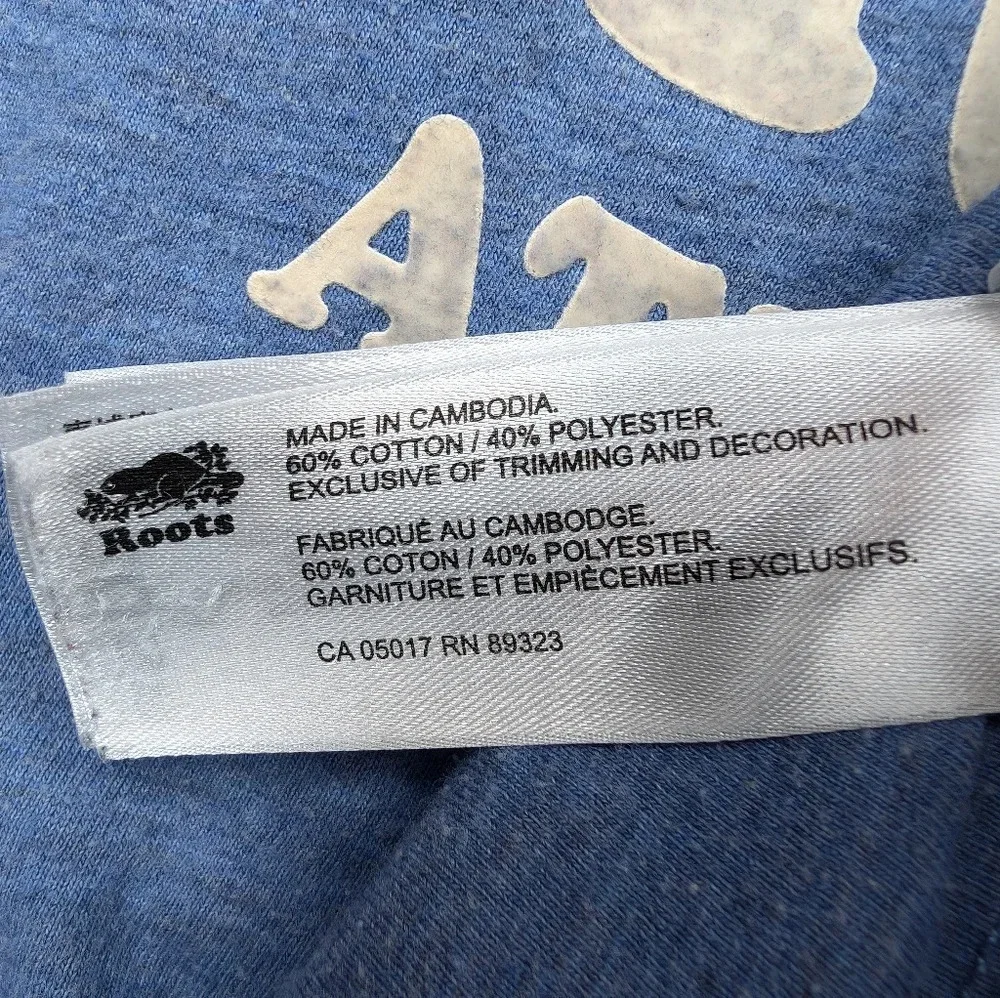 Roots Blue Long Sleeve White Logo Top XS Woman - Picture 4 of 9